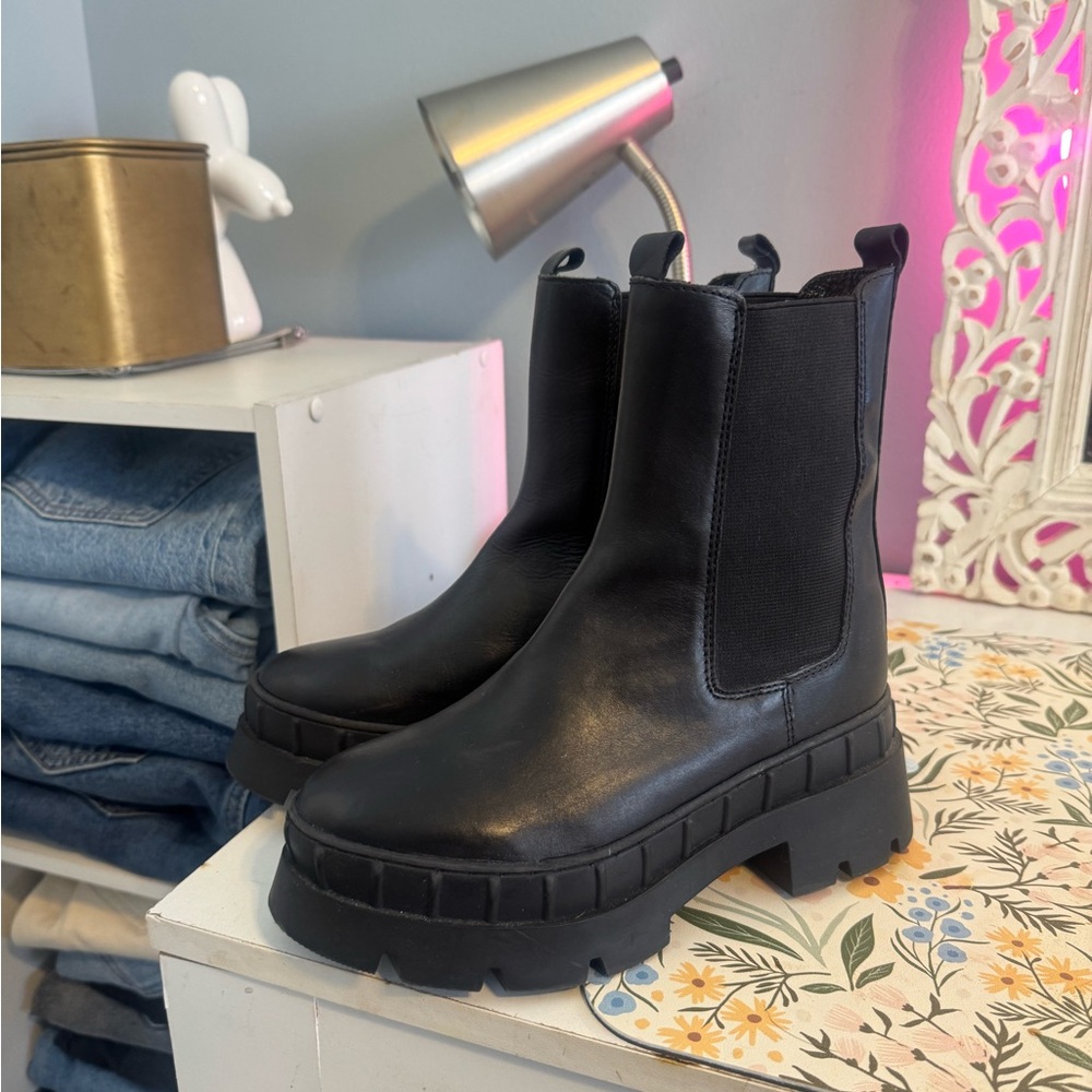 Steve Madden Black Chunky Ankle Boots